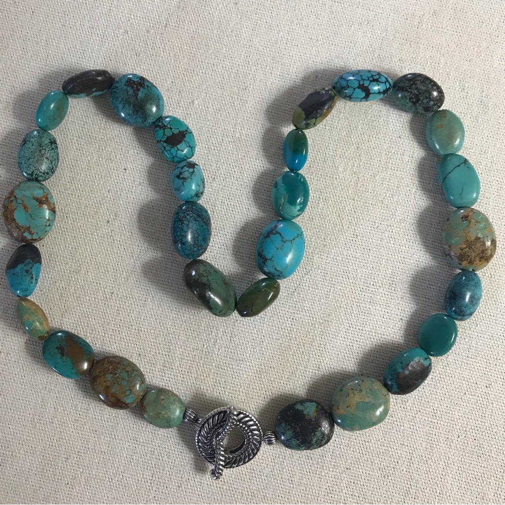 Carolyn pollack turquoise bead sterling silver necklace